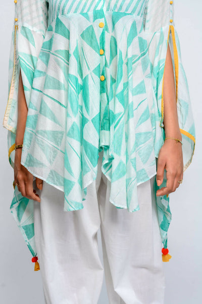 Assymetric top with butterfly sleeves