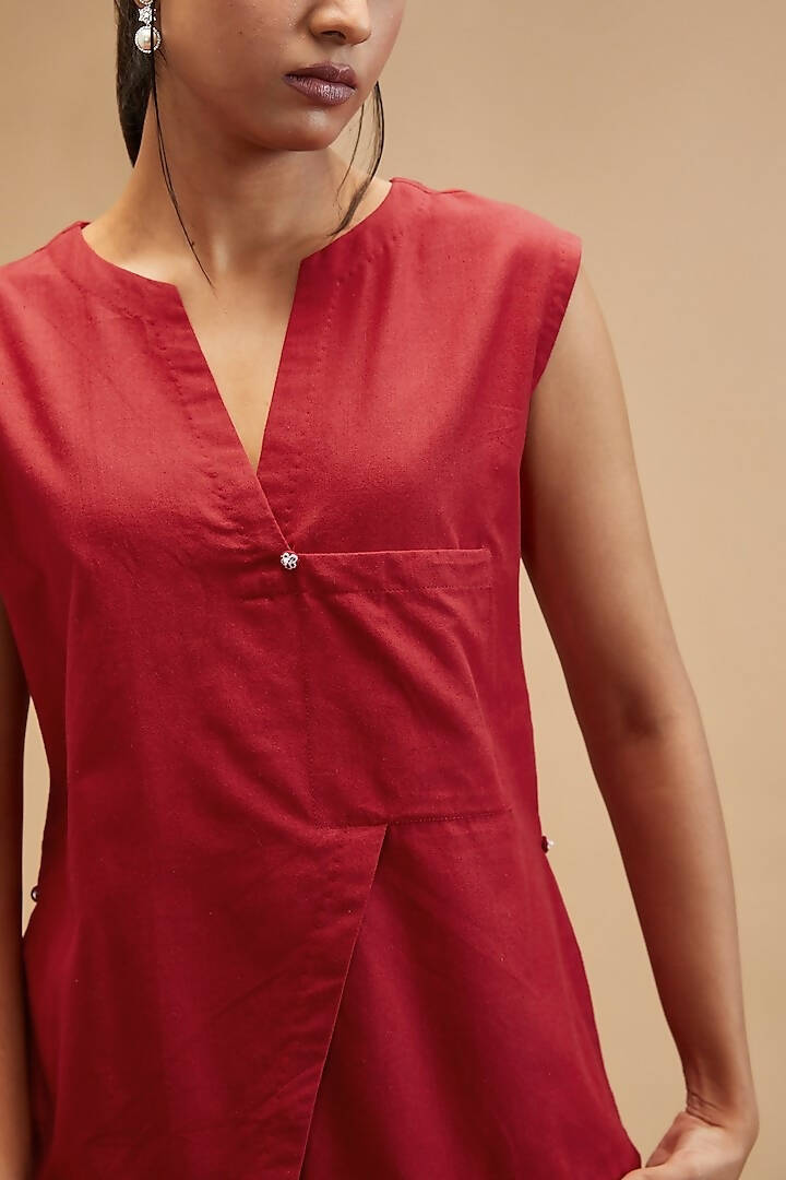 Scarlet Red Asymmetrical Shirt