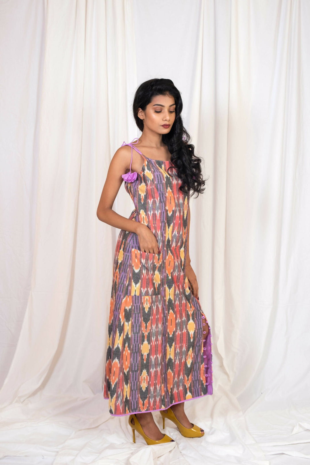 ikat dress with ties