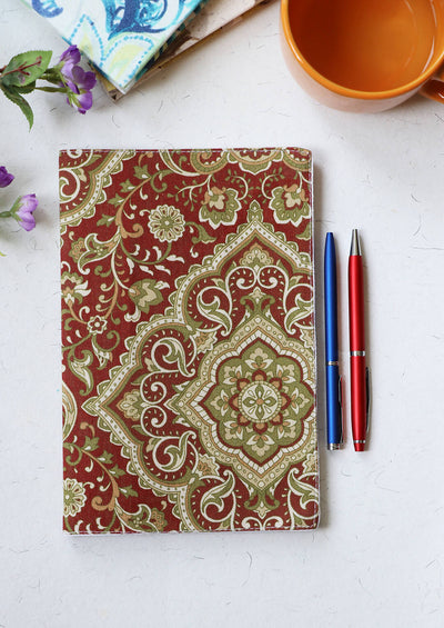 Maroon Printed Soft Cover Handmade Notebook