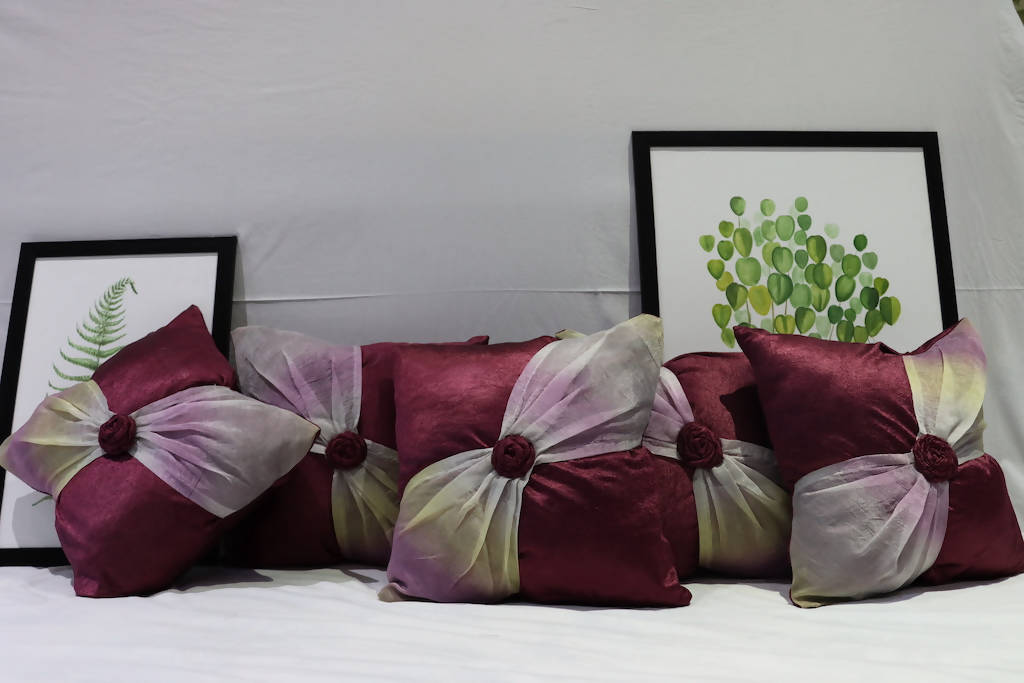 Pink Silk Cushion Cover Set