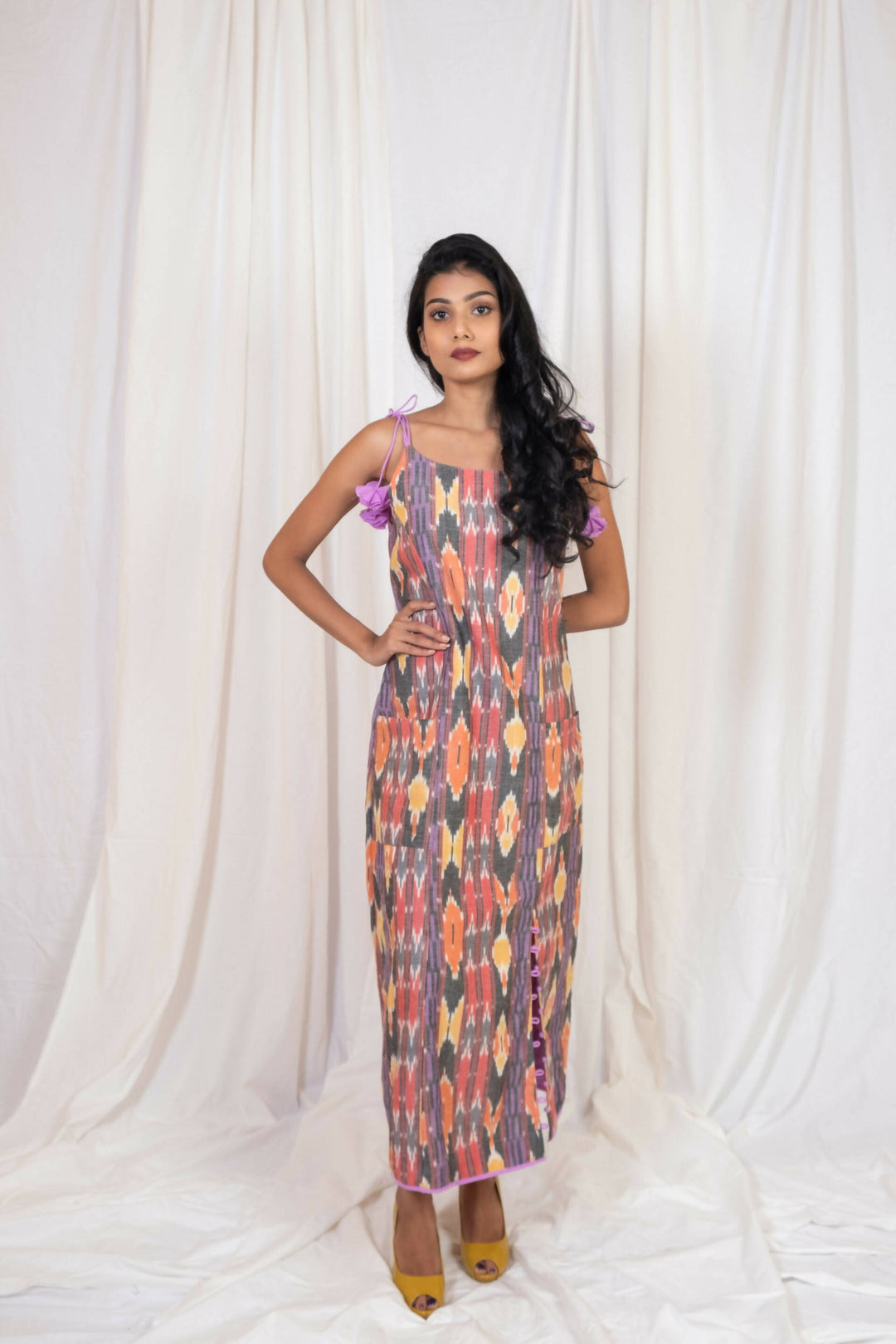 ikat dress with ties