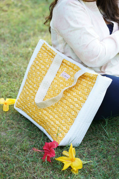 Sunshine Stitched Quilted Tote Bag