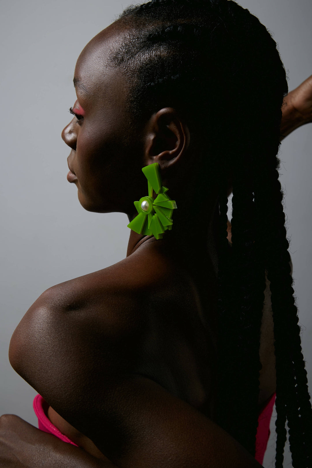 Crinkled Love Green Earrings