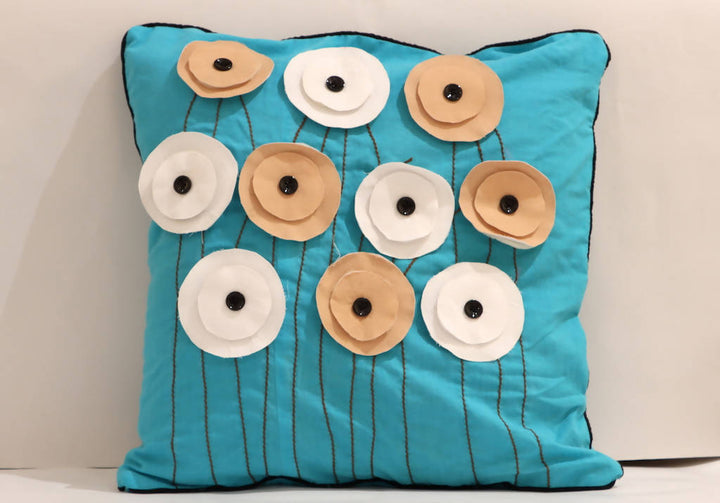 Blue Button Cushion Covers