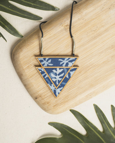 Indigo Wooden Triangular Necklace