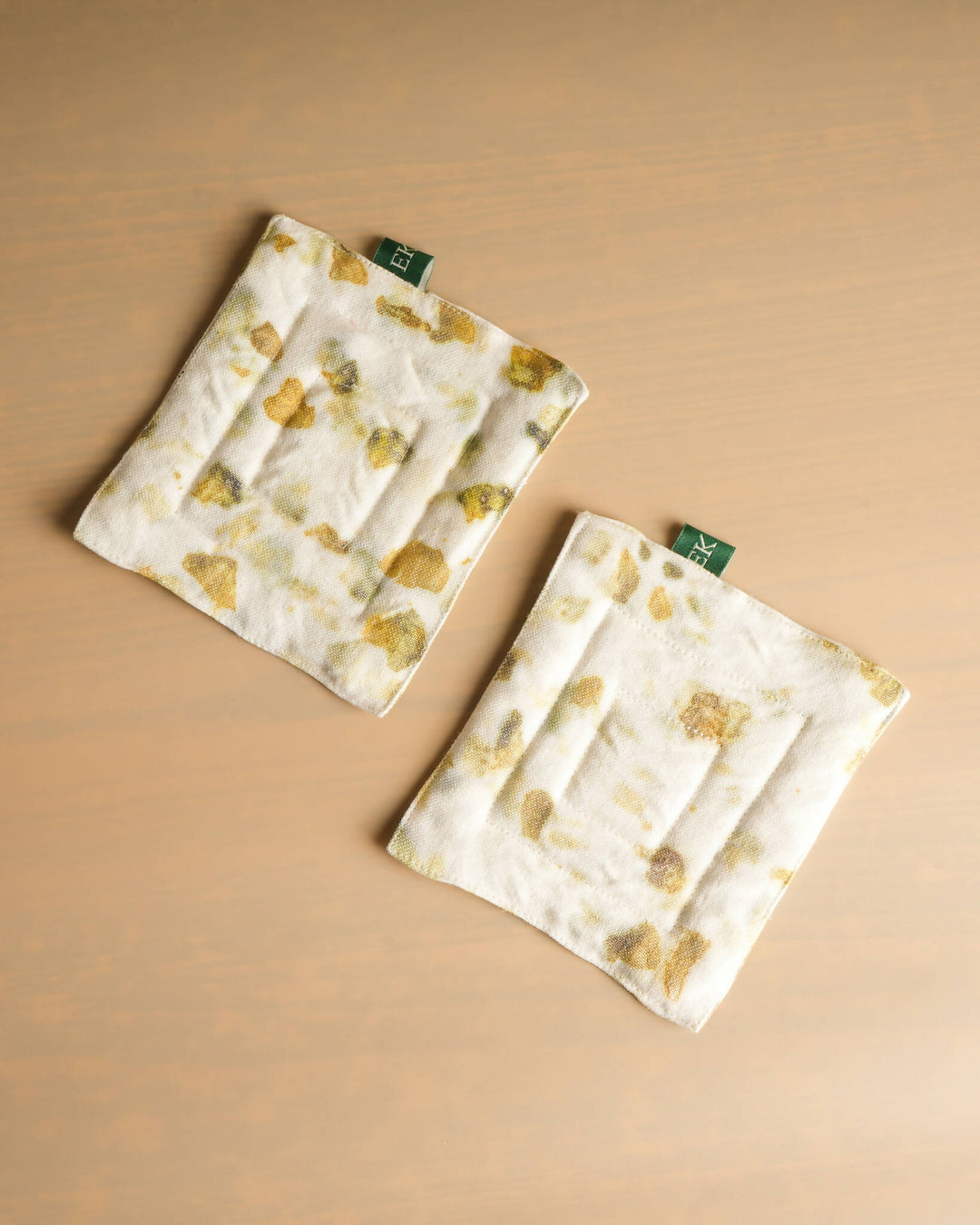 Eco-Printed Upcycled Hemp Coasters-Set Of 2