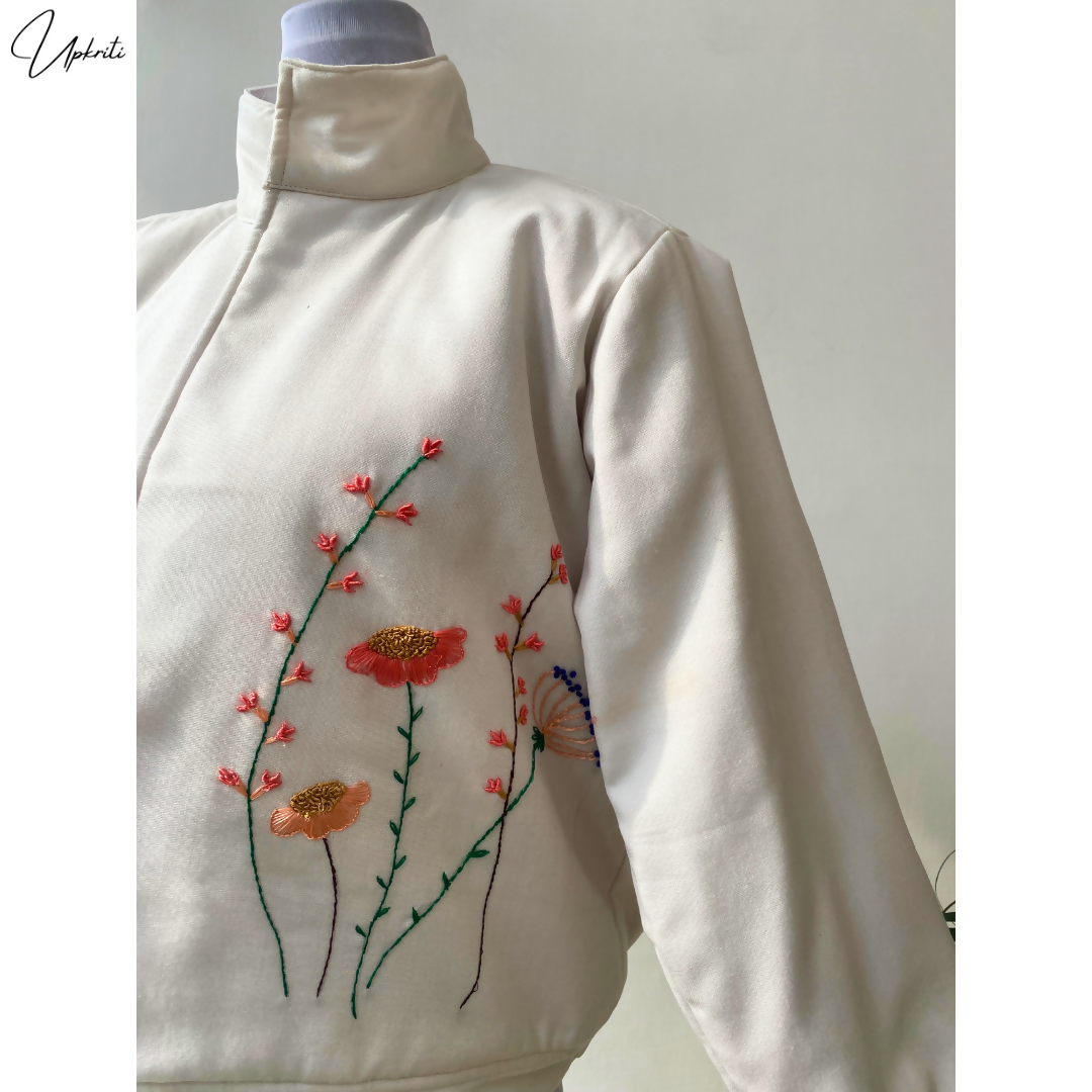 Unisex Floral Hand Embroidered Woolen Jacket