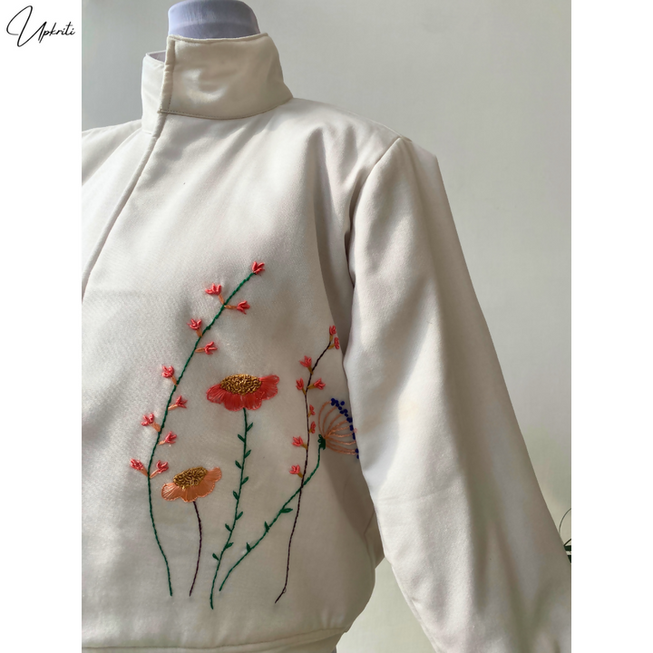 Unisex Floral Hand Embroidered Woolen Jacket