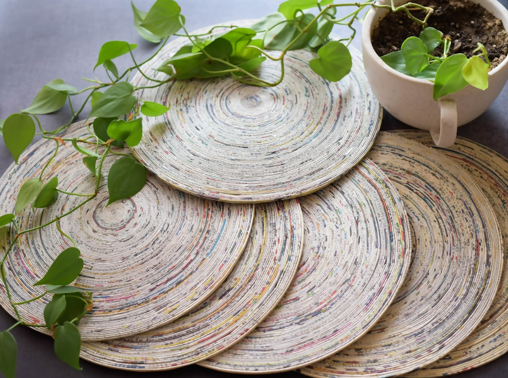 Handcrafted Paper Natural Round Dinner Mats