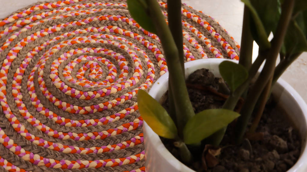 Braided Orange Round Mat