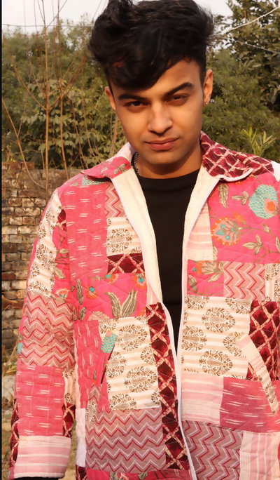 Unisex Pink Patchwork Quilted Jacket