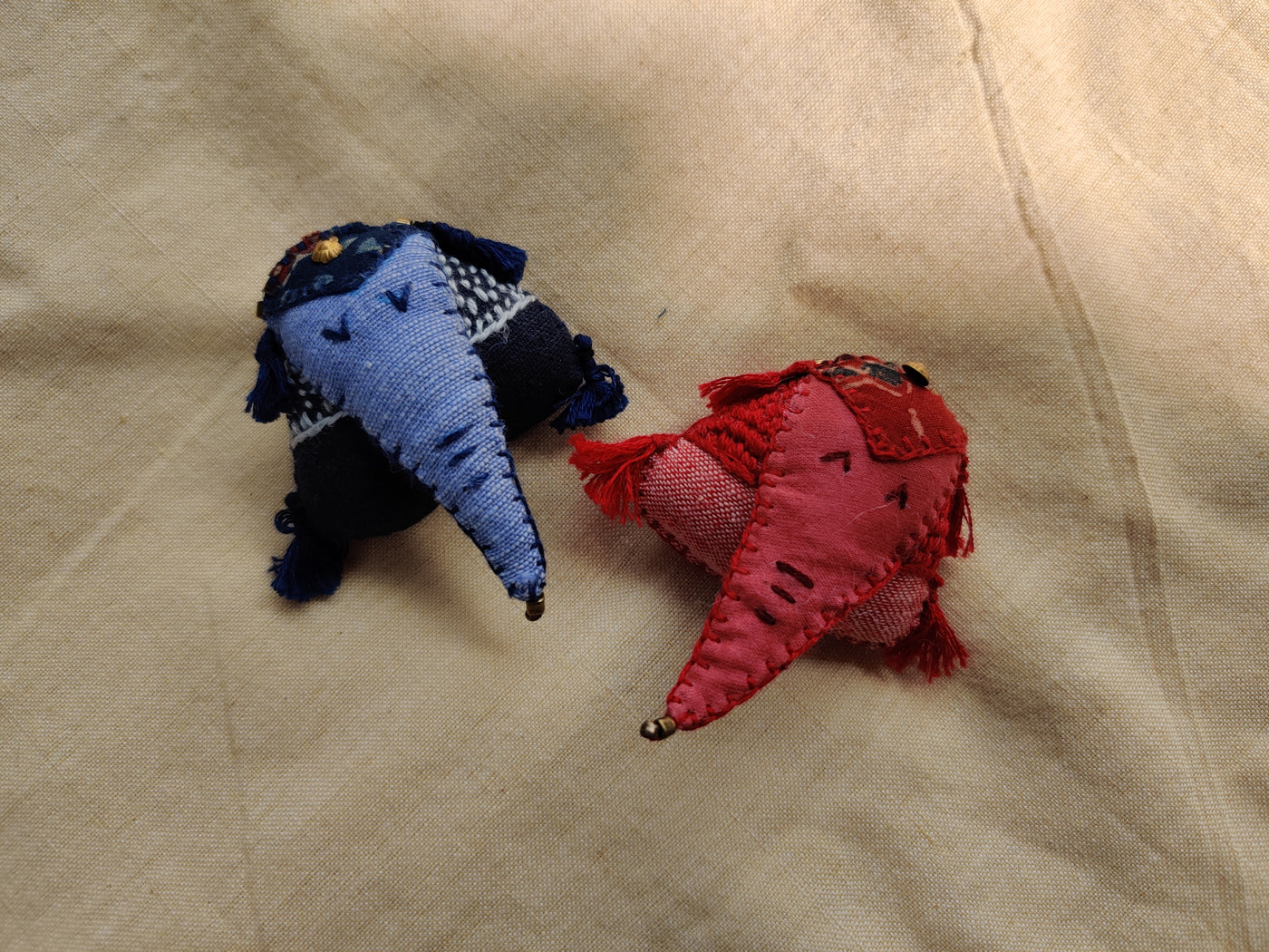 Red and blue elephant shaped brooch pin