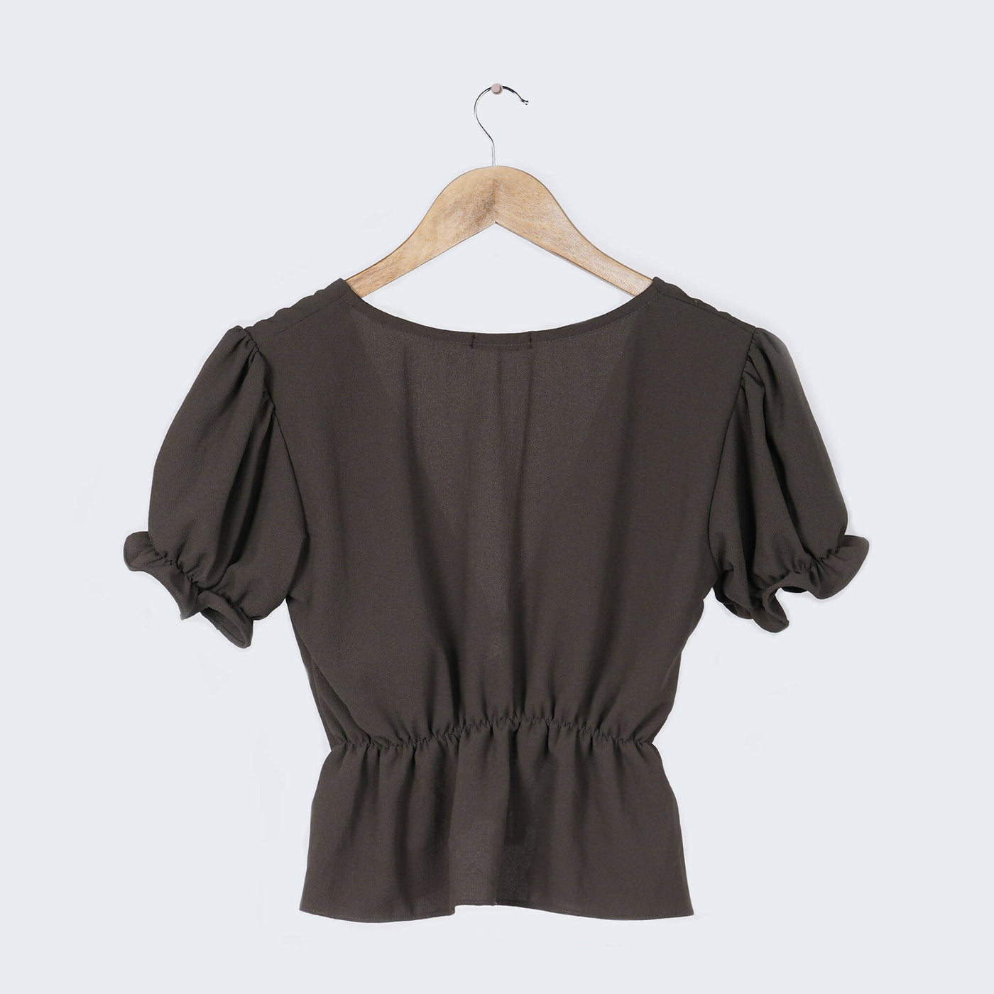 Deep Neck Olive Green Top