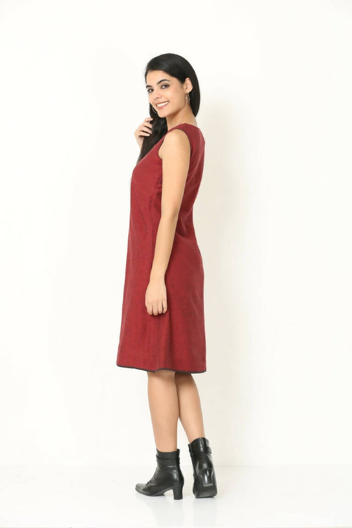 Maroon handloom dress