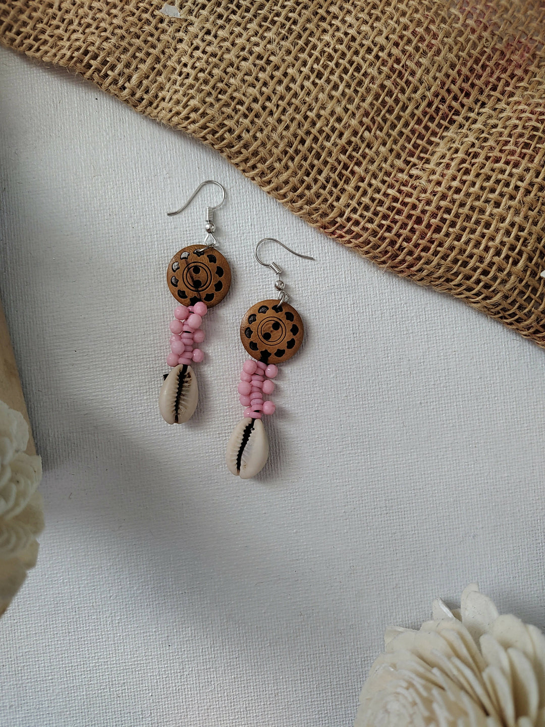 Shell Drop Dangles Pink