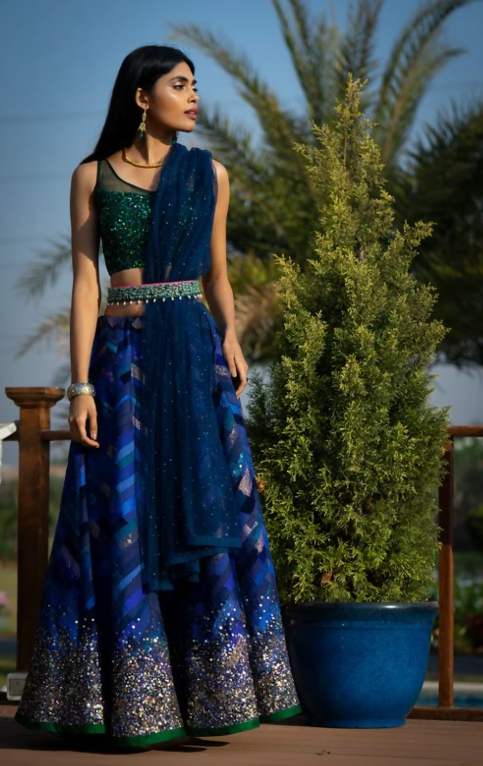 Blue-Green Lehenga