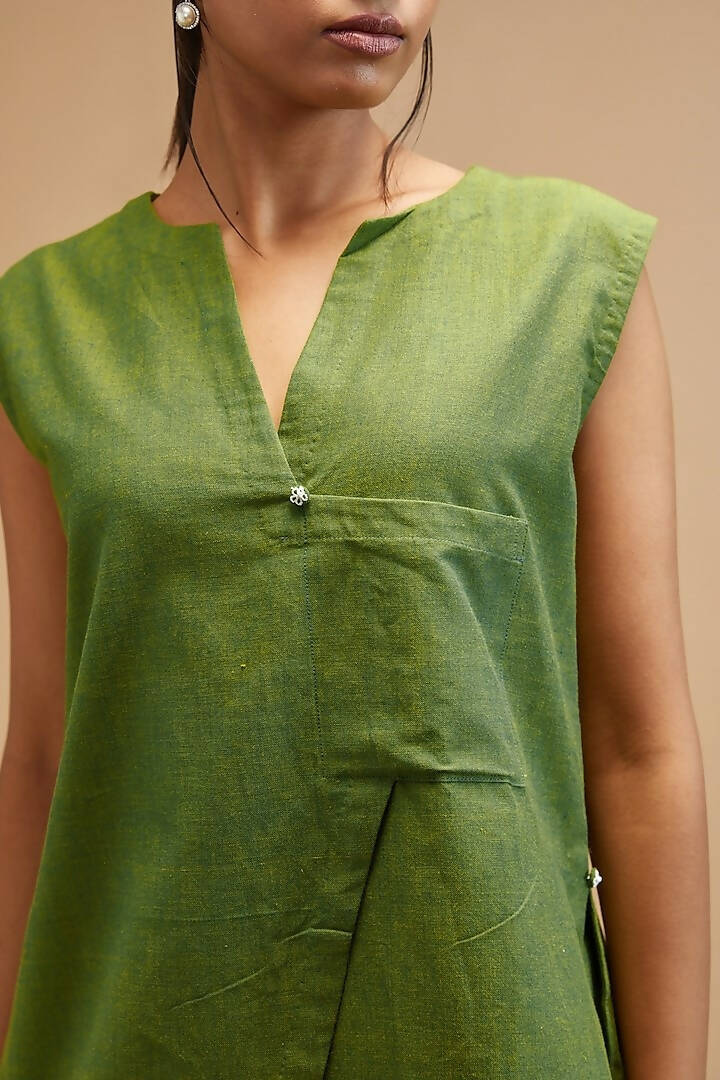 Basil Green Asymmetrical Shirt
