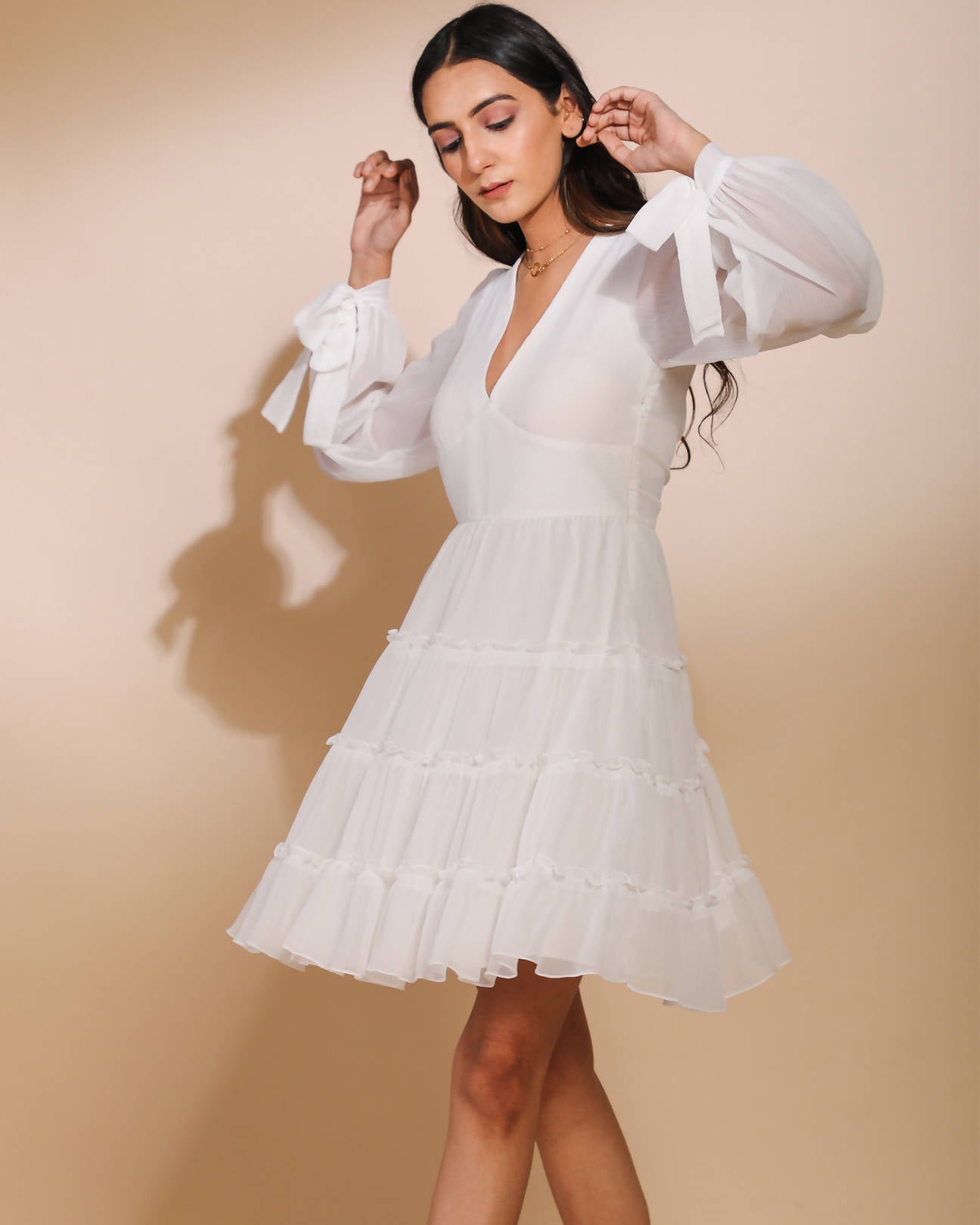 Snowdrop White Ruffle Dress