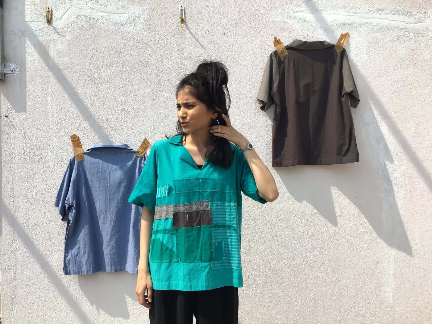 Serene Top features a colour block pattern. It is lovingly handcrafted & hand-stitched