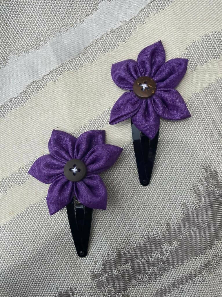 Purple Petal flower clip set