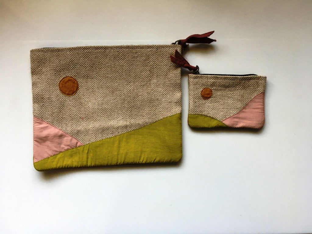 Jute Vanity Pouch Set