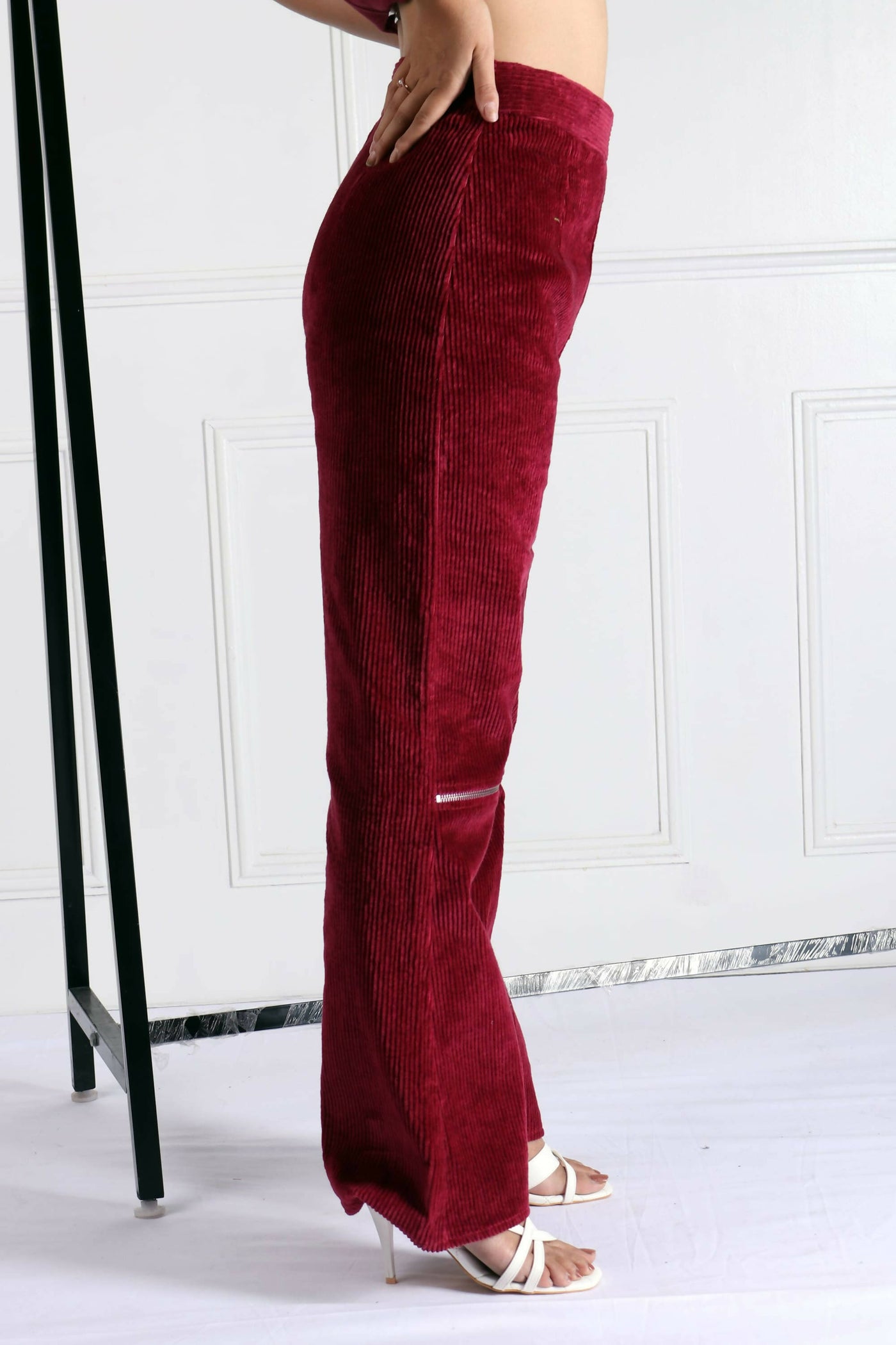 Lea Hibiscus Red Corduroy Pants