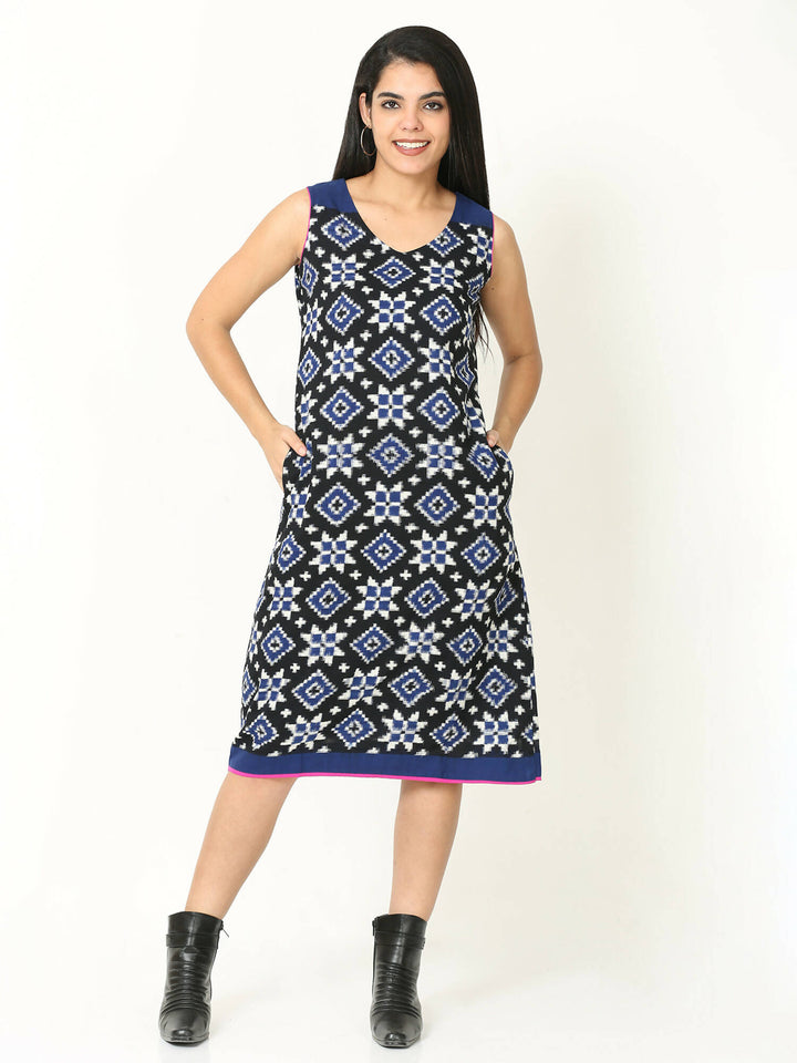 Blue Double ikat shift dress