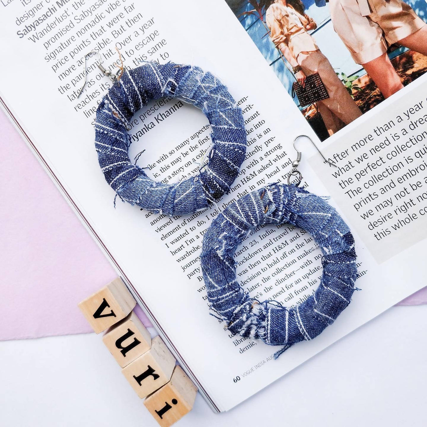 Denim Donut Hoop Earrings