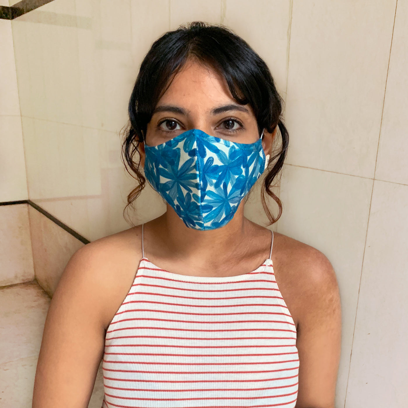 Blue Blooms Upcycled Mask - REFASH