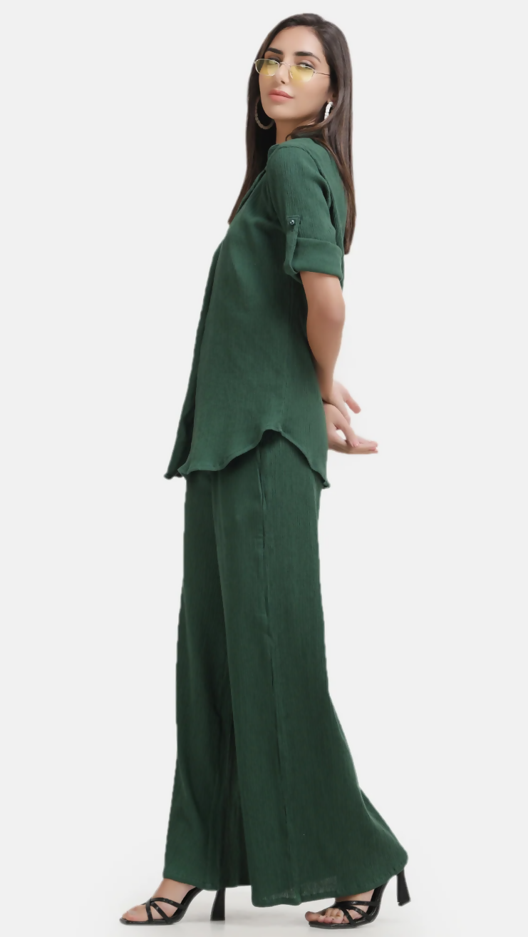 Crinkled Crepe Coord Set - Green