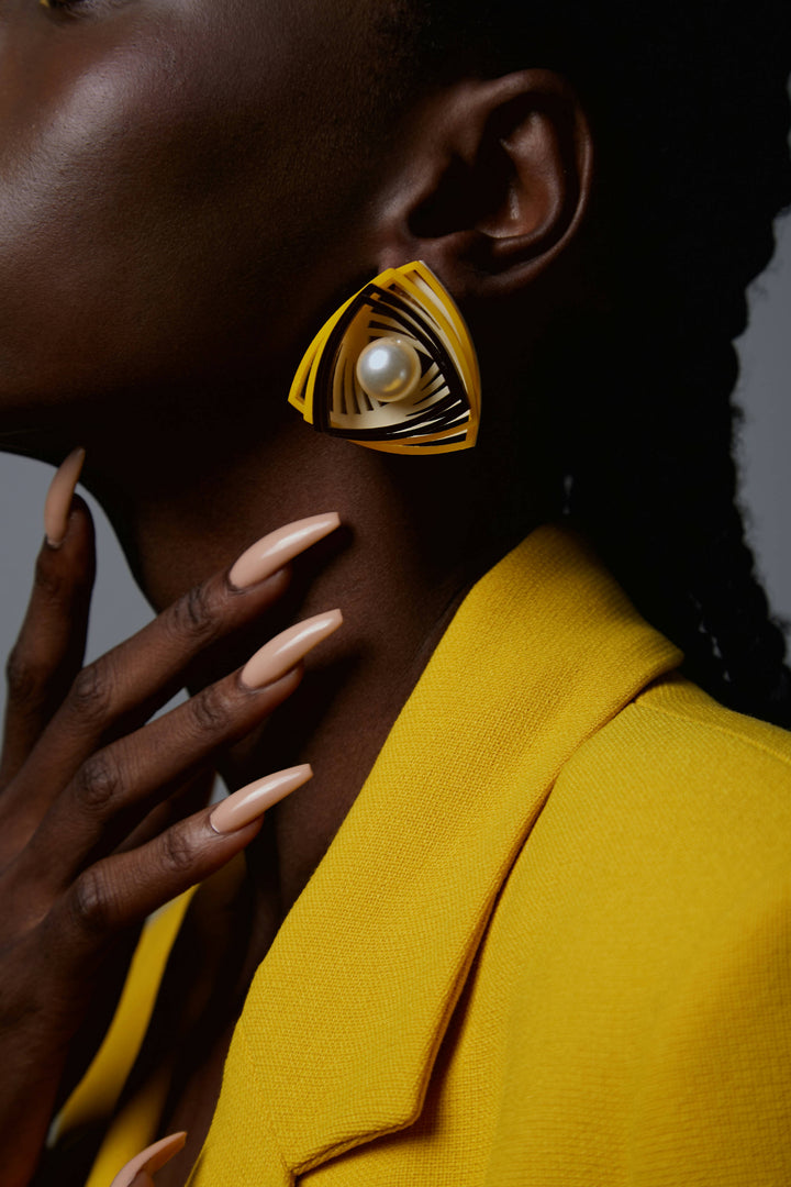 Illusion Yellow Earrings