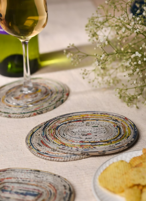 Handcrafted Paper Upcycled Oval coasters