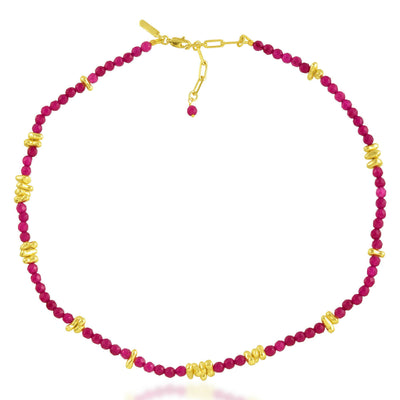 Pink Jade Beaded Necklace