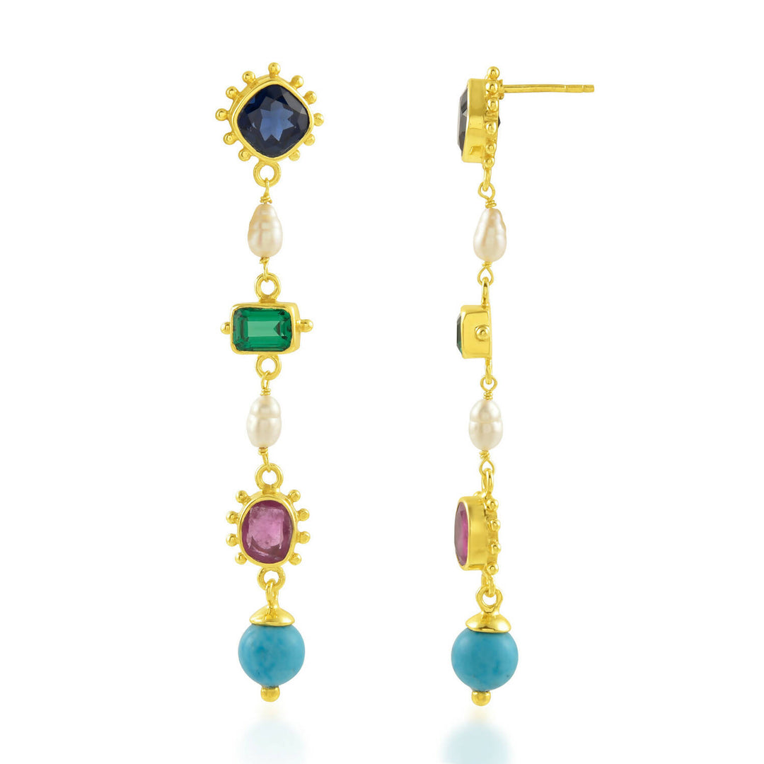 Multi Colour Gems Stones Danglers