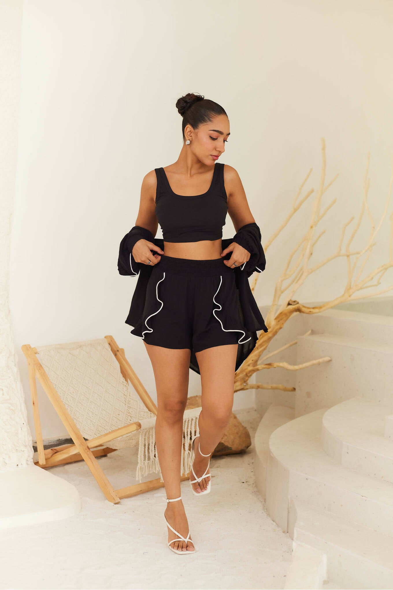 Black Shorts with Contrast Detail