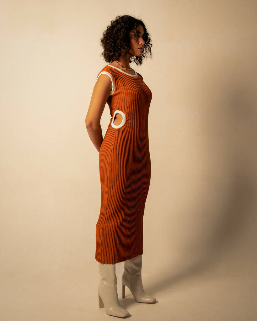 Rustic Orange Knit Dress