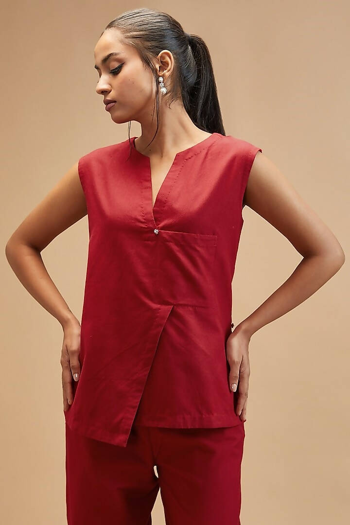 Scarlet Red Asymmetrical Shirt