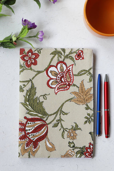 Red Floral Printed Soft Cover Handmade Notebook