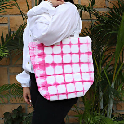 Pink Tie-dye Quilted Tote