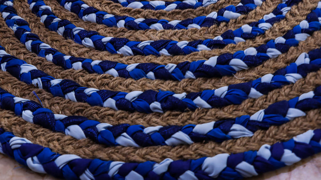 Braided Blue Round Mat