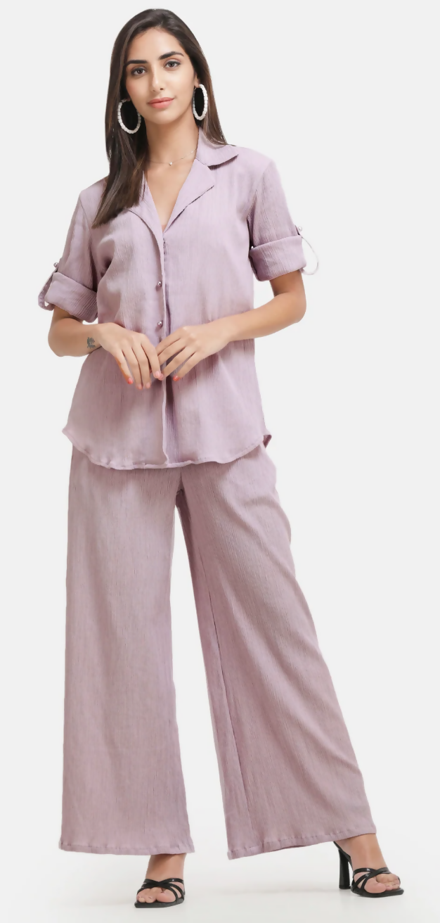 Crinkled Crepe Coord Set - Lilac