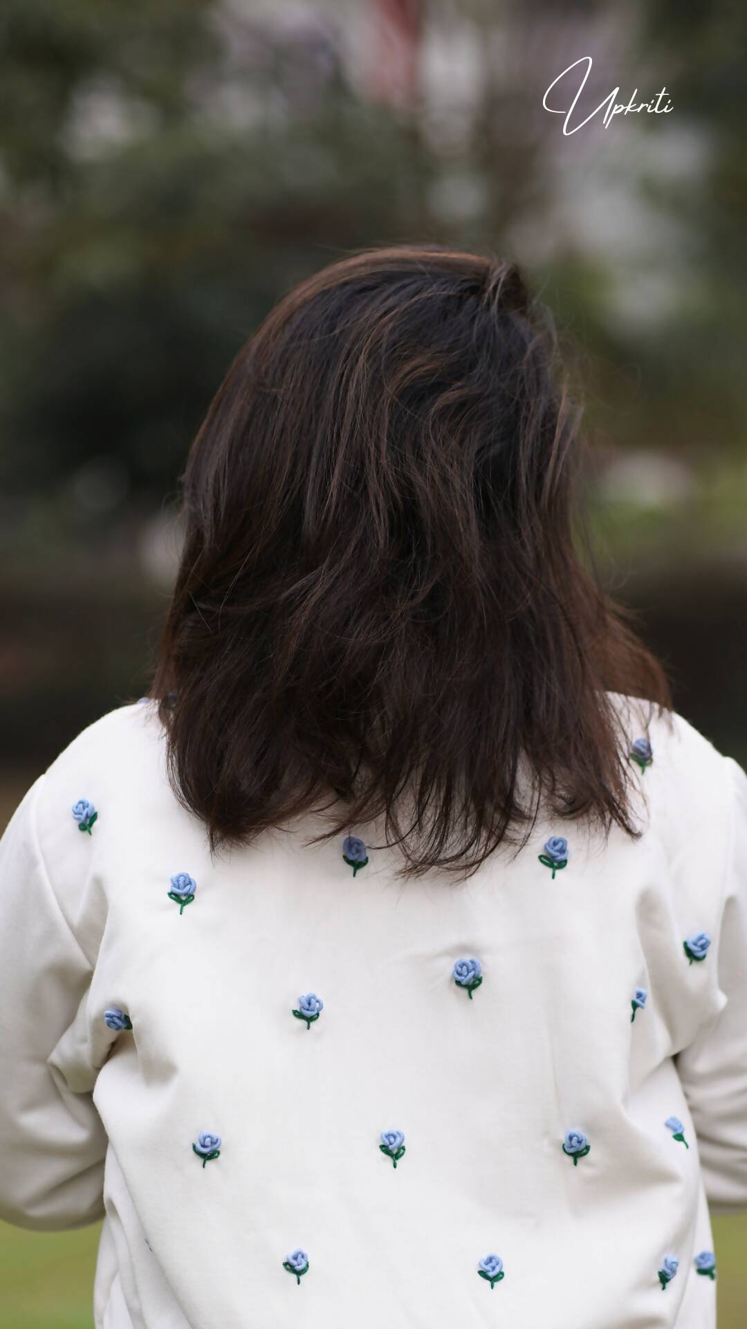 Unisex White Floral Woolen Jacket