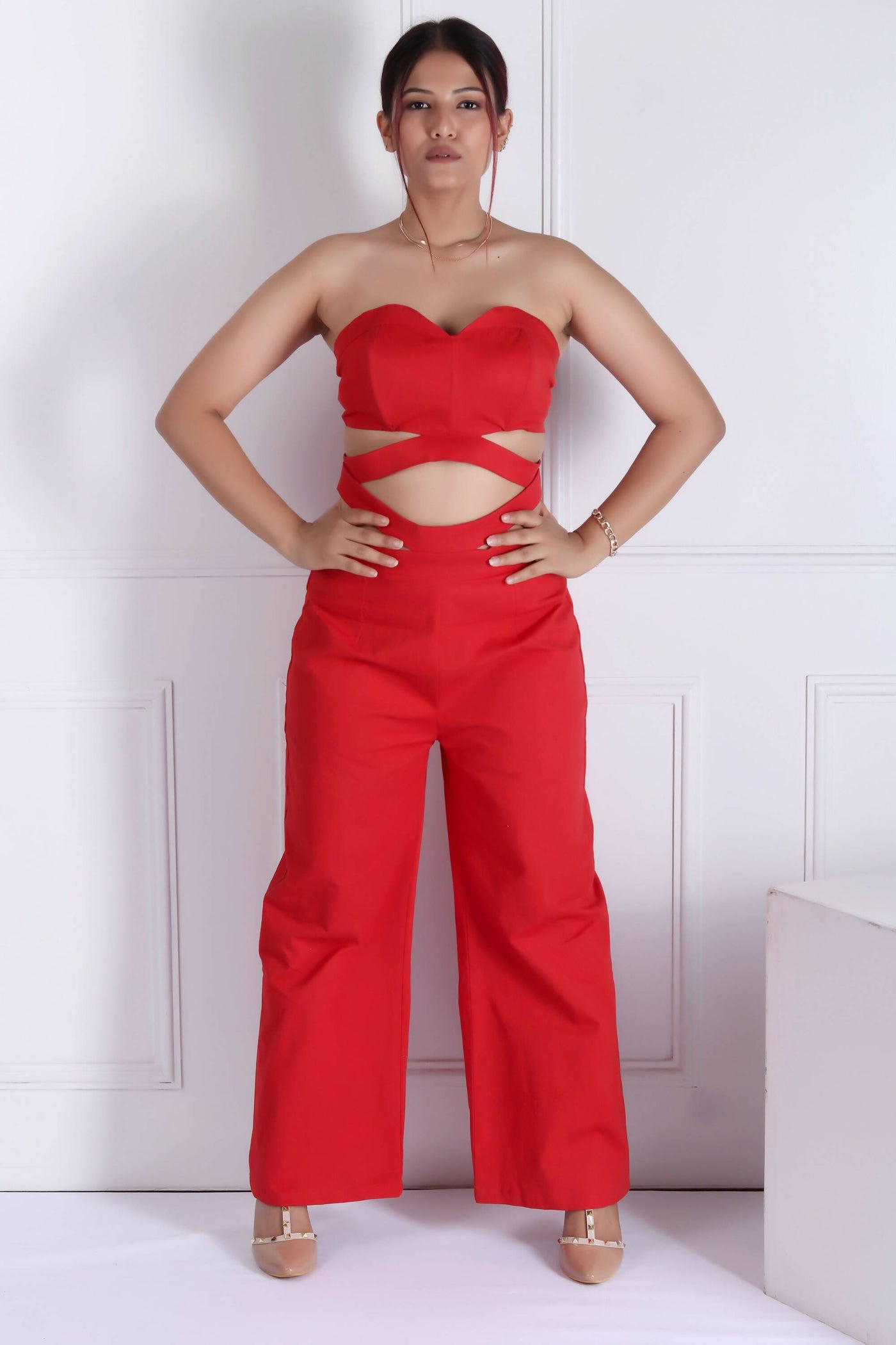 Nisha Scarlet Red Cutout Top