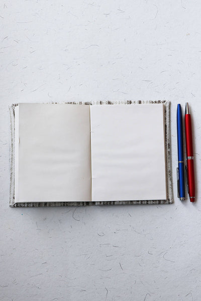 White With Black Embroidery Mini Notebook