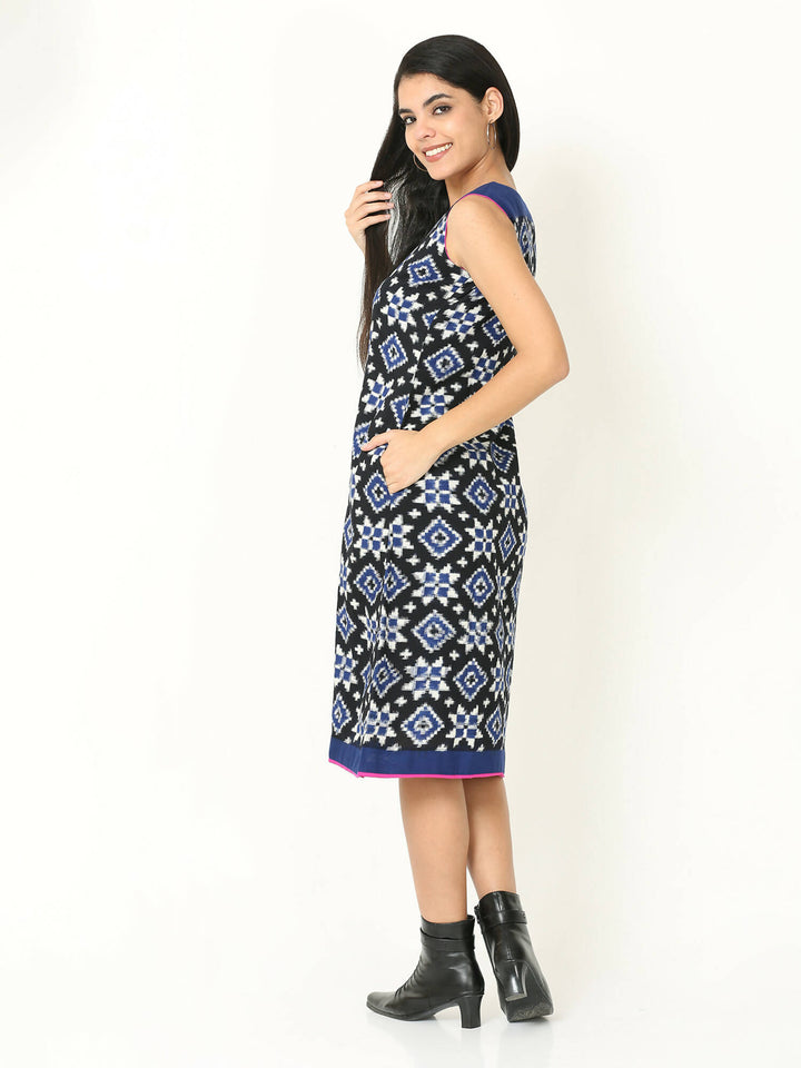 Blue Double ikat shift dress