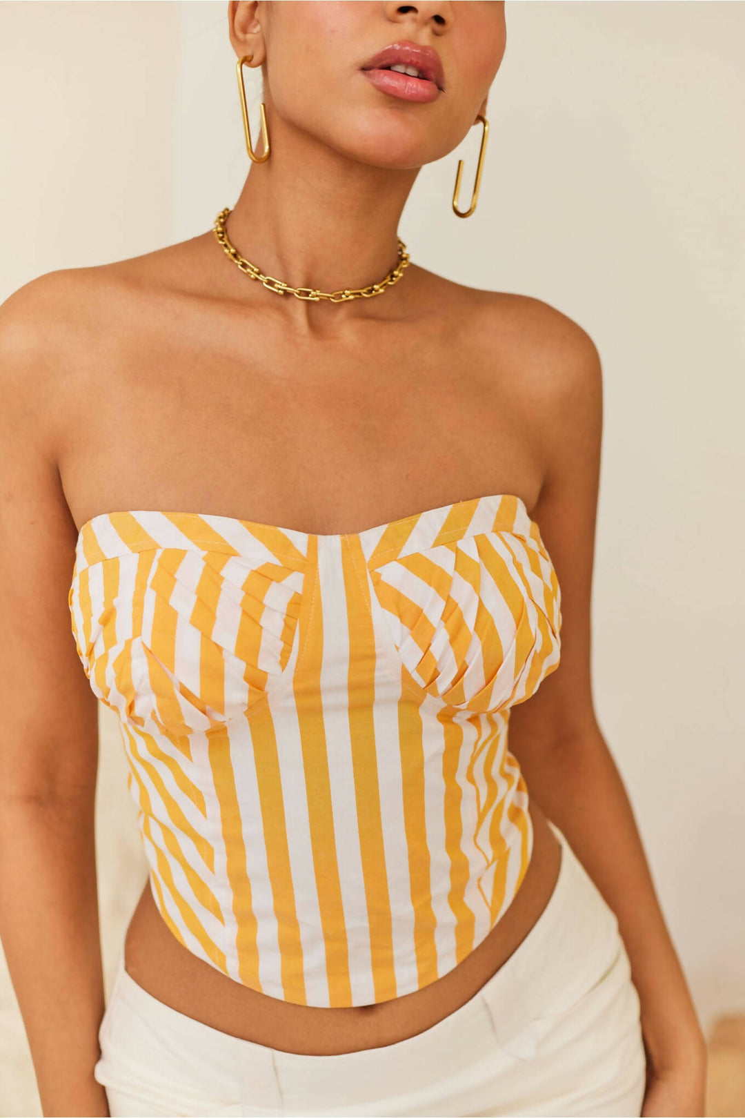 Yellow Striped Tube Top