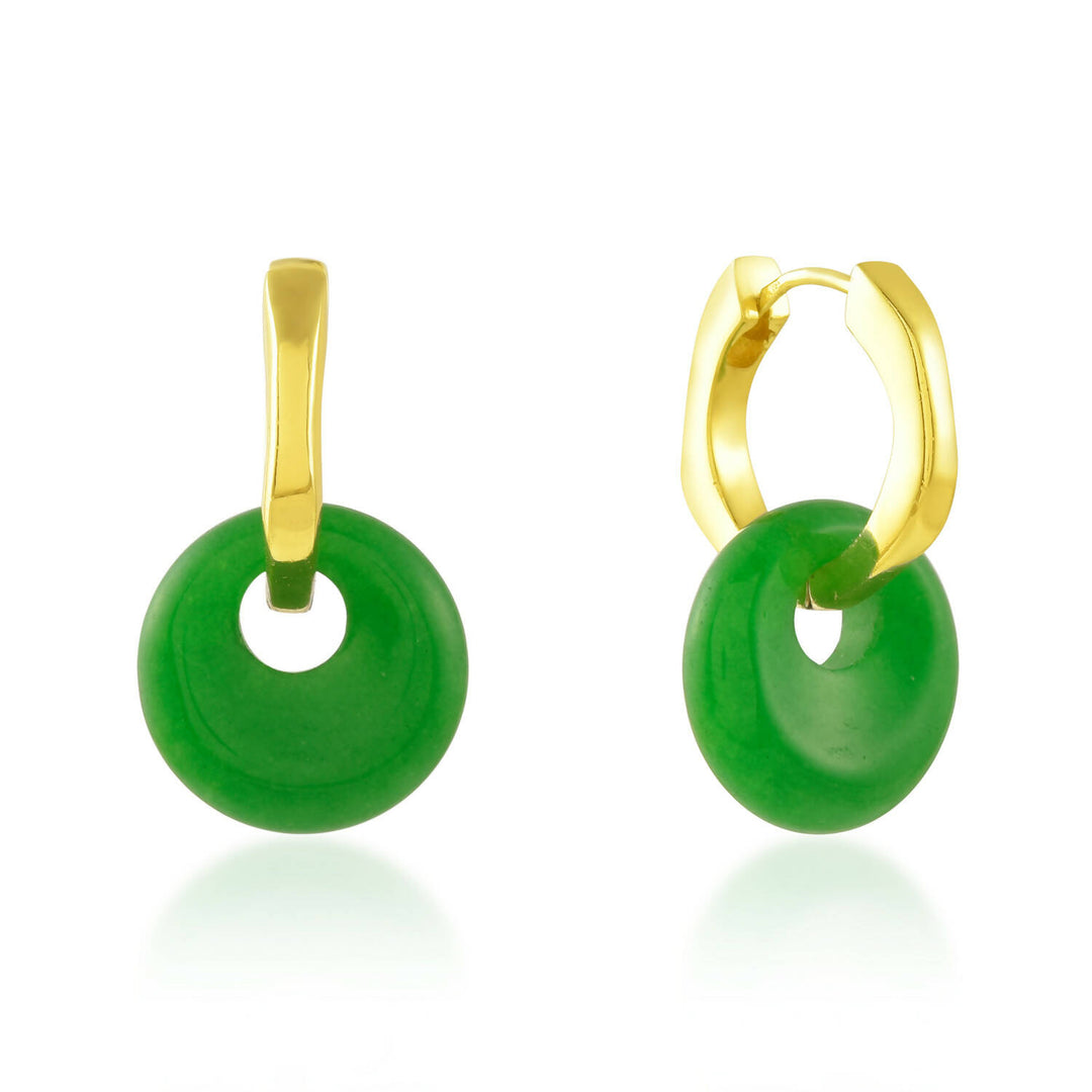 Green Jade Disc Charm Molten Huggies