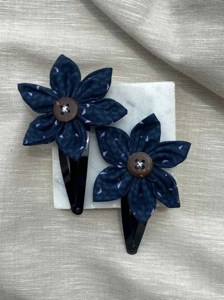 Blue Petal Flower Clip Set