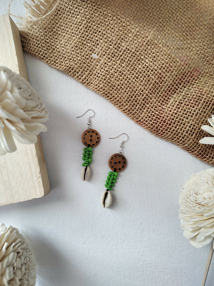 Shell Drop Dangles Green